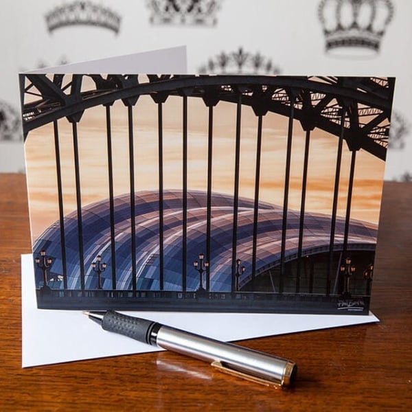 Newcastle Gateshead Sunlit Sage, Greetings Card- Blank Inside - Birthday Card - 