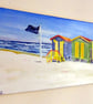 Beach Huts Oil Painting Seaside and Sky Original Canvas Art for Surfers - Image 5