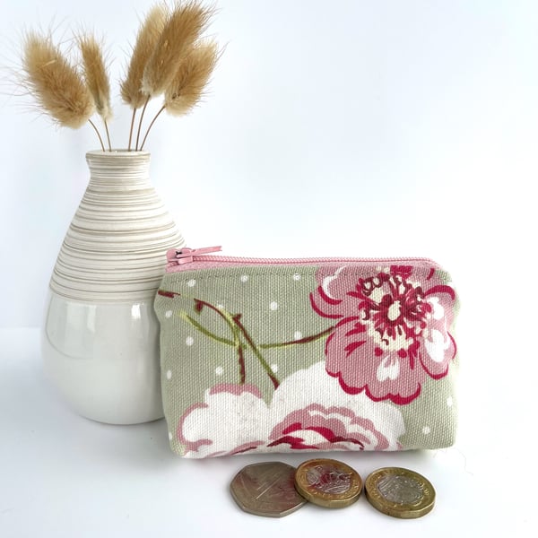 Floral and Polka Dot Coin Purse, Small Purse