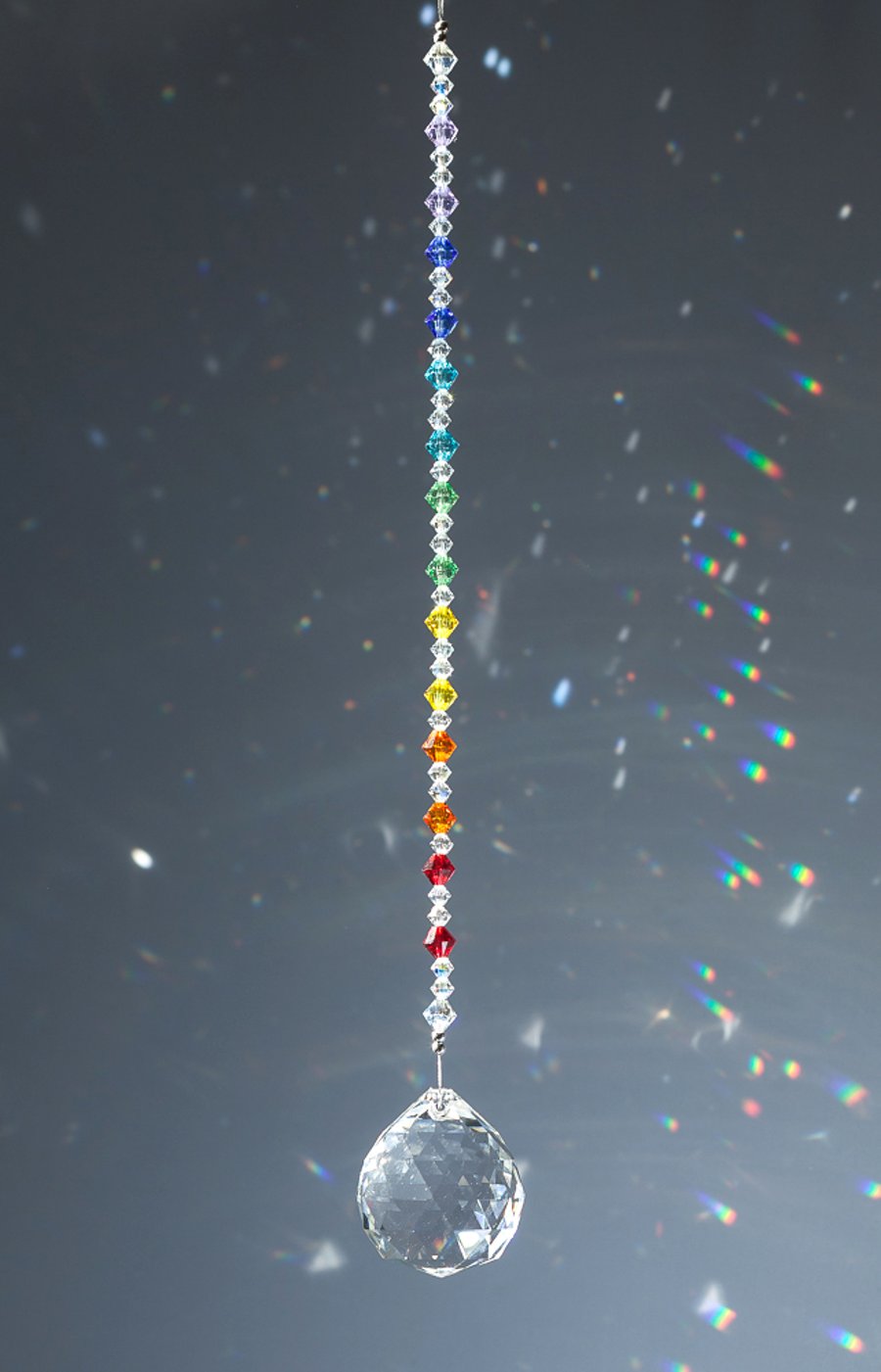 30mm crystal ball sun-catcher in chakra colours
