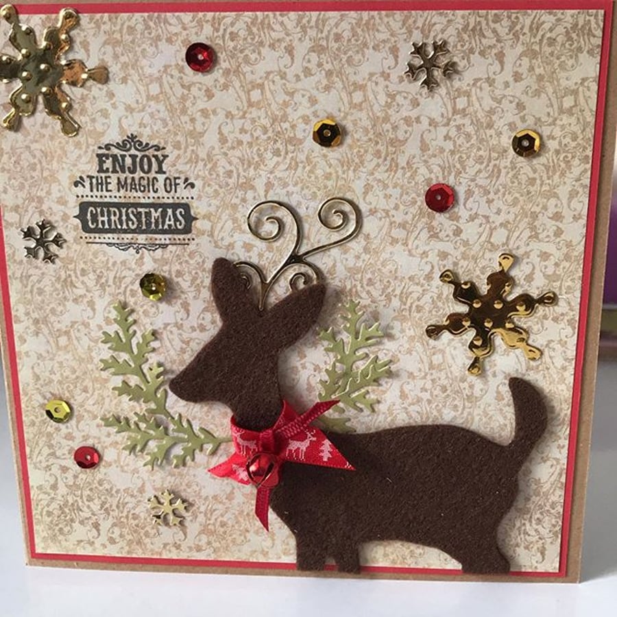 Felt Deer Christmas Card
