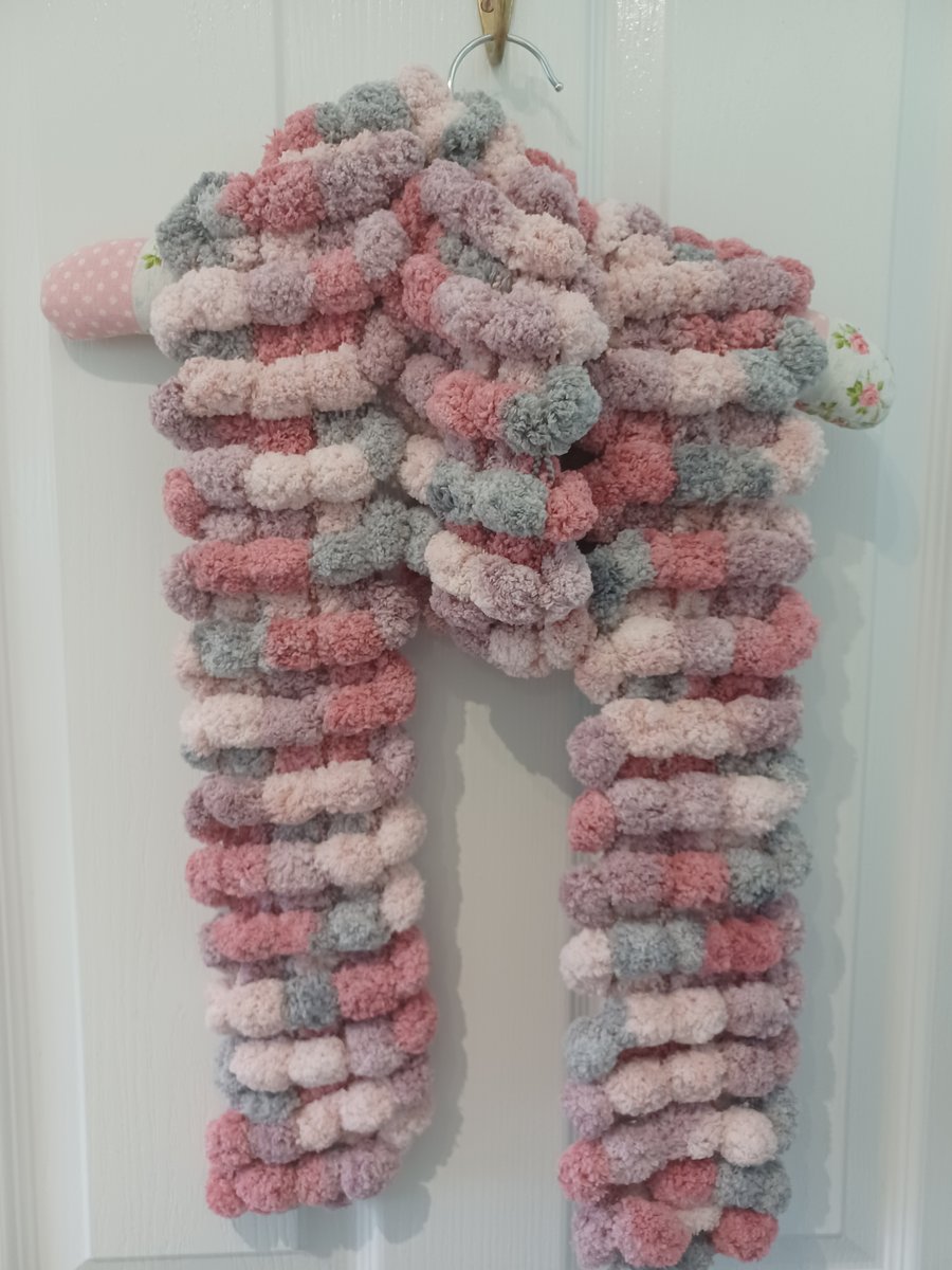 Light Grey, Rose Pink, Light Pink and Mauve Multicoloured Furry Scarf