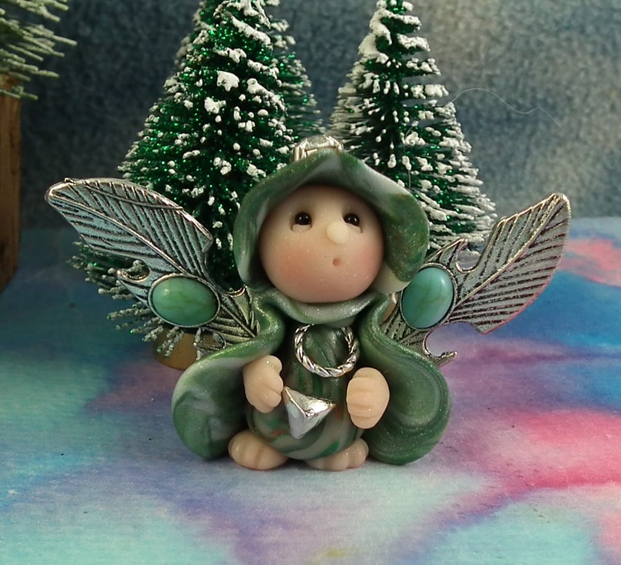 Christmas Flurrier Gnome 'Celena' Season's Herald OOAK Sculpt by Ann Galvin