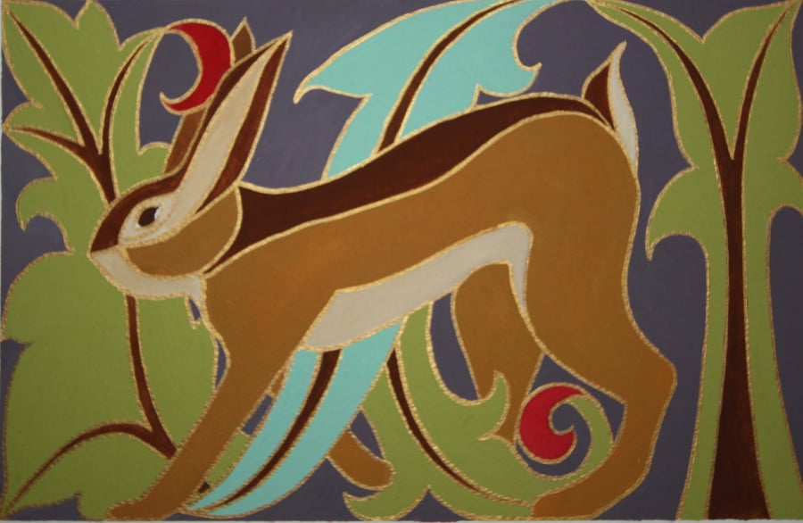 Bounding Hare, Original Painting