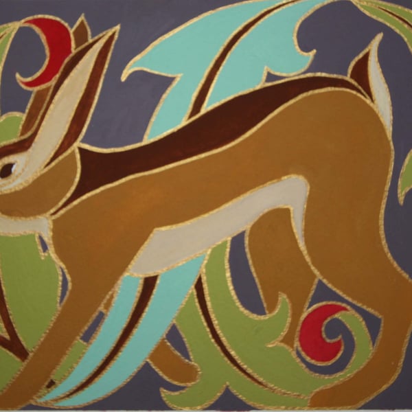 Bounding Hare, Original Painting