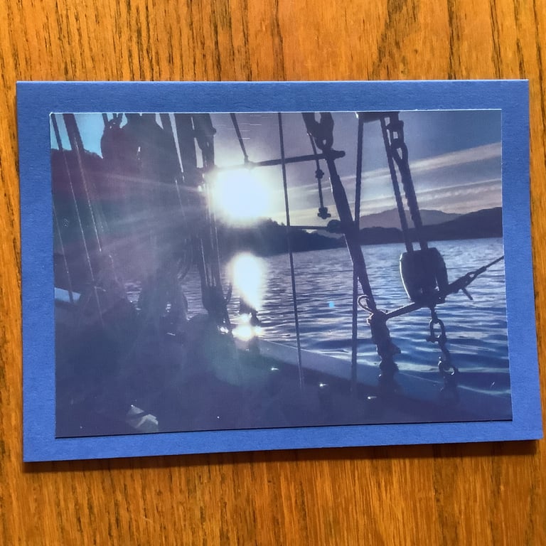 Handmade photo card of Sunset on a Scottish Loch 