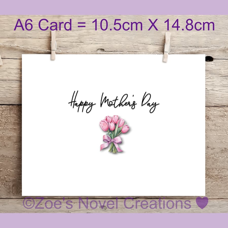 Tulips Mother's Day Card  - A6 size 10.5cm X 14.8cm 