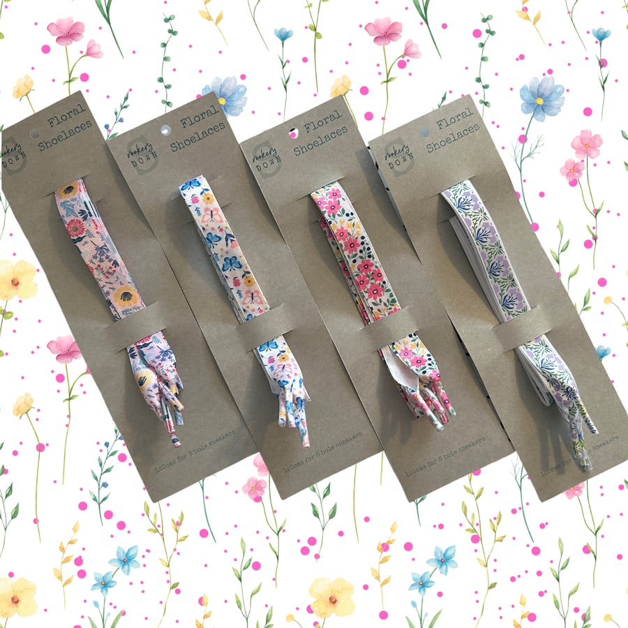 Floral Ribbon Shoelaces – Handmade Decorative Satin Laces for Trainers & Pumps
