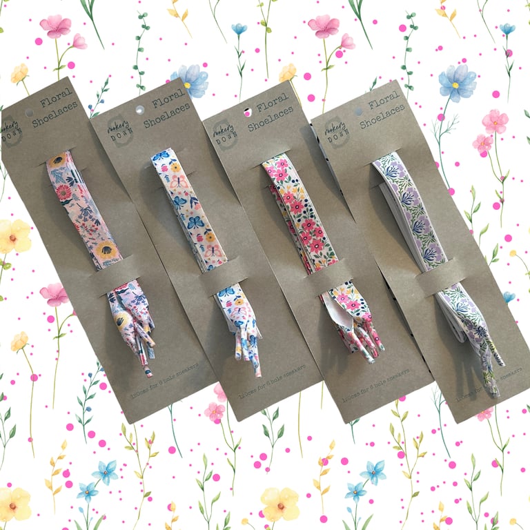 Floral Ribbon Shoelaces – Handmade Decorative Satin Laces for Trainers & Pumps