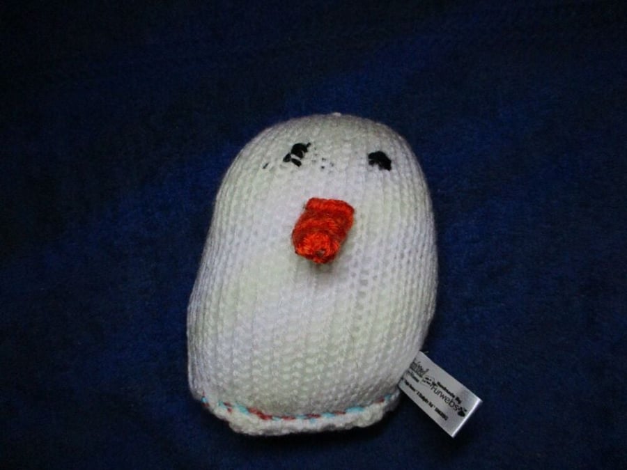 Long Orange Carrot Nosed Mini Snowman Snuggy - Knitted By KM
