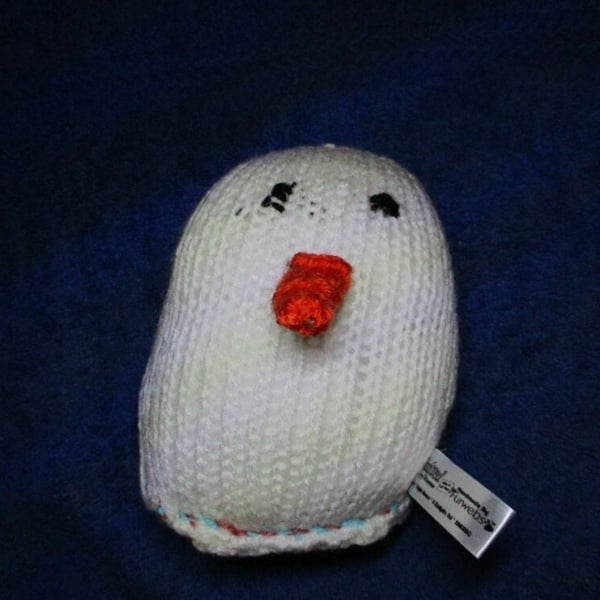Long Orange Carrot Nosed Mini Snowman Snuggy - Knitted By KM