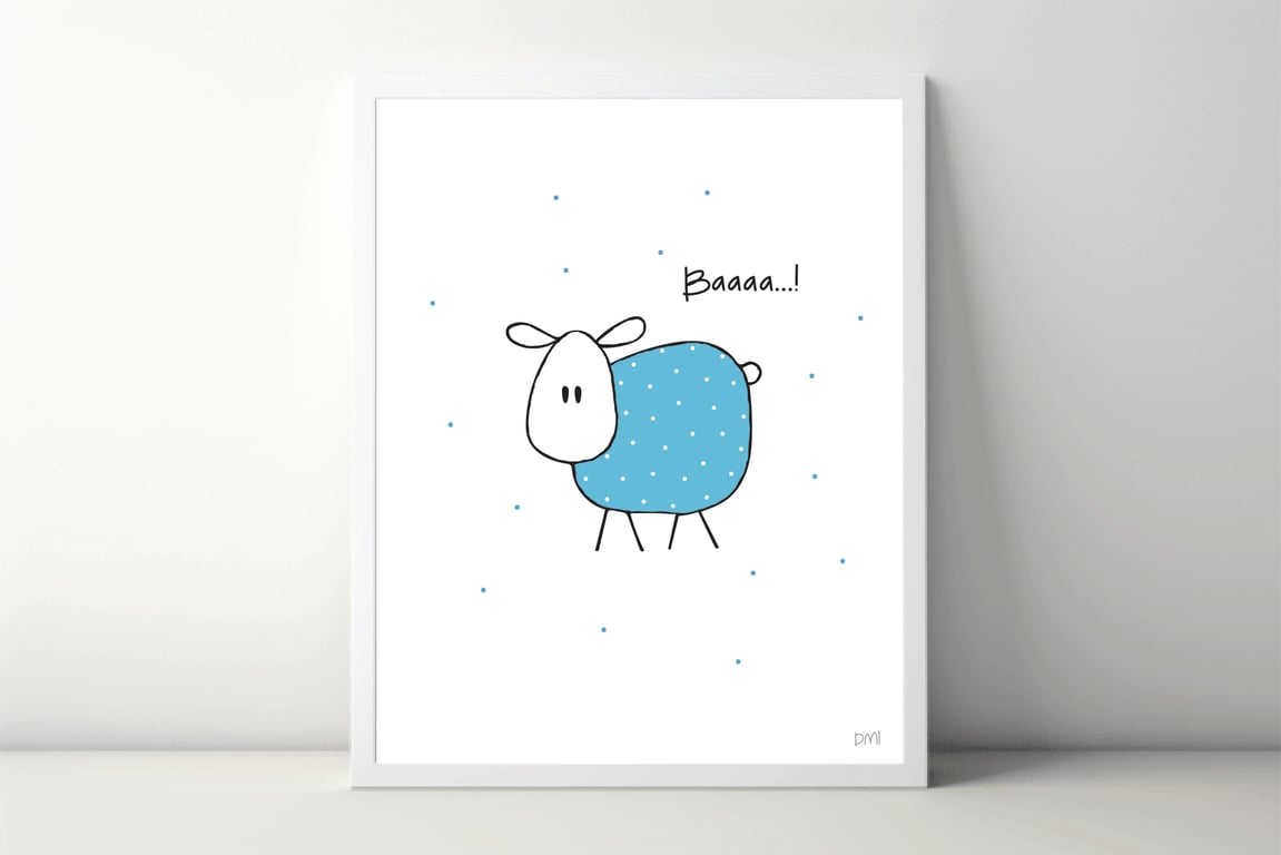 Dotty Sheep A4 Art Print 