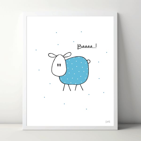 Dotty Sheep A4 Art Print 