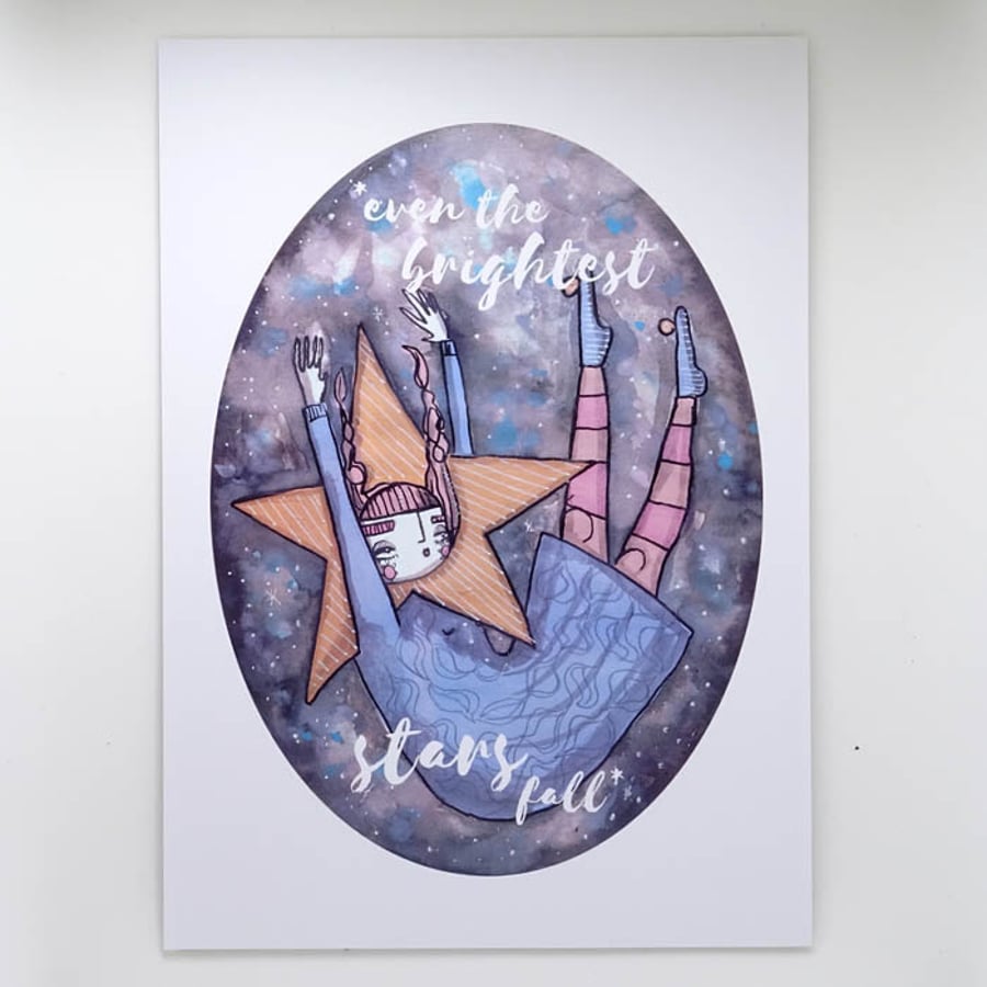 'Even the brightest stars fall' Small Poster Print