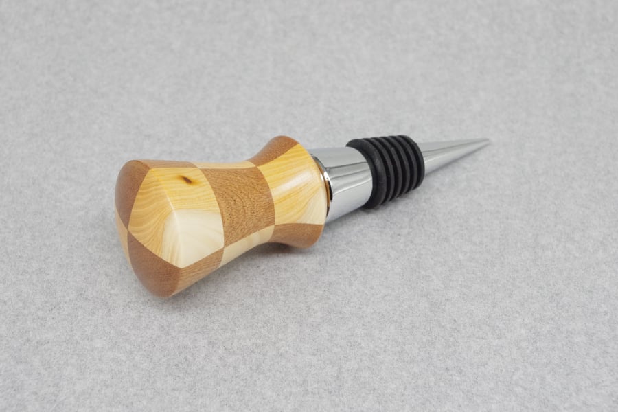 Hand Turned Wooden Bottle Stopper. Segmented.