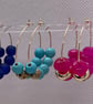 Gold plated hoops with fuchsia jade beads - Image 3