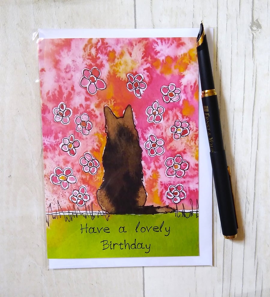 German Shepherd card (printed card).Have a lovely Birthday