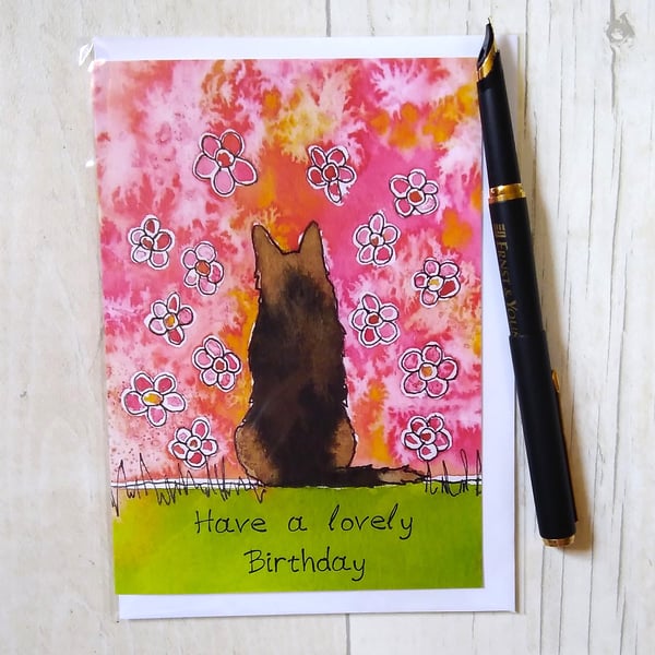 German Shepherd card (printed card).Have a lovely Birthday