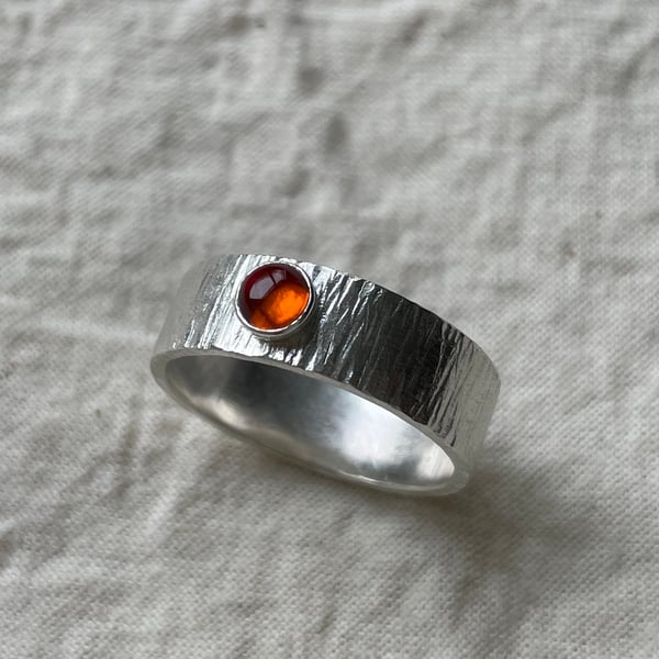 Amber Bark Ring - Amber & Recycled Sterling Silver