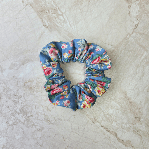 Two handmade cotton fabric scrunchies