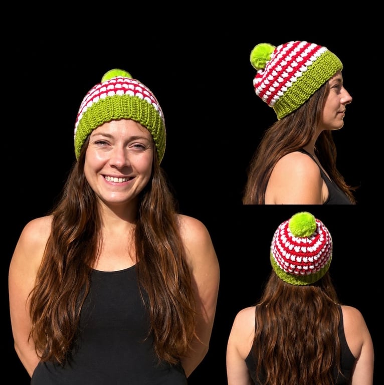 Hand Crocheted Adult Christmas Beanie