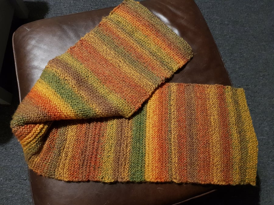 Autumnal yellow, orange and green scarf