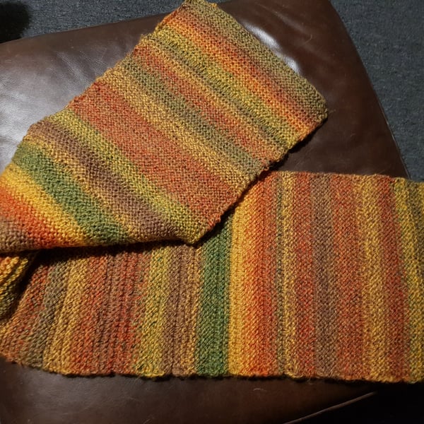 Autumnal yellow, orange and green scarf