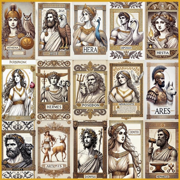 Set of Gods and Goddesses Greek Inspired Digital Download – JPG or PNG 300 DPI