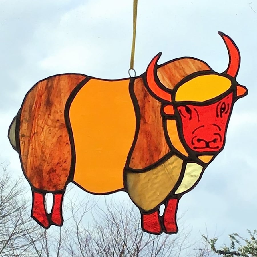 Stained Glass Yak hanging