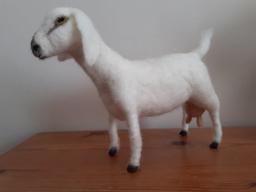 Anglo Nubian Goat sculpture needle felted wool 