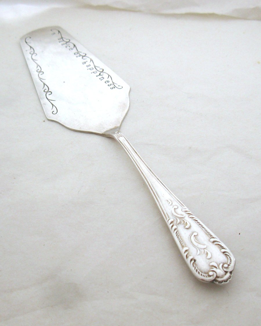 Cake slice, wedding gift, hand stamped, can be personalised