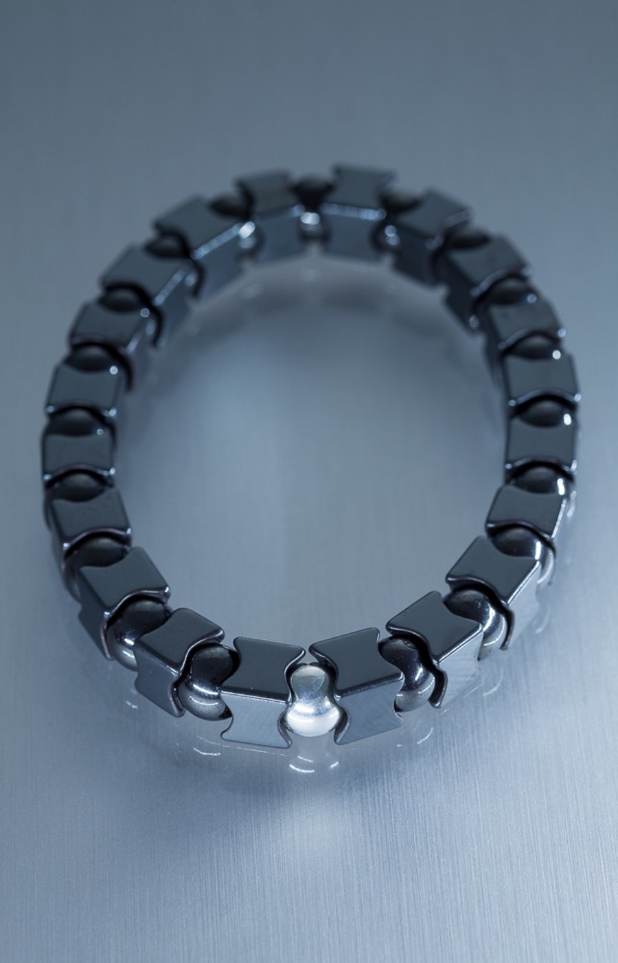 Chunky polished hematite stretch bracelet