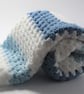 White and Blue Baby Blanket, Approx 30" x 30" - Image 3