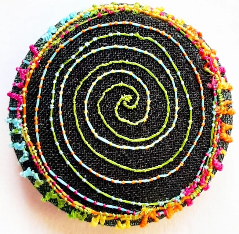 Buttons 1 inch button Hand Dyed Silks and Cottons Free Machine Embroidery Button