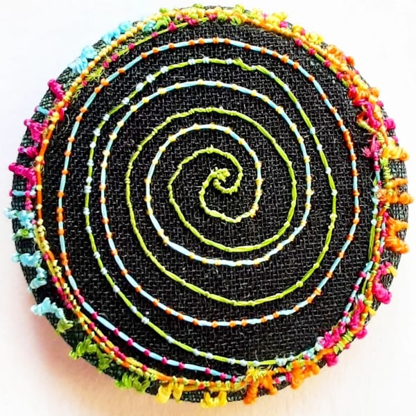Buttons 1 inch button Hand Dyed Silks and Cottons Free Machine Embroidery Button