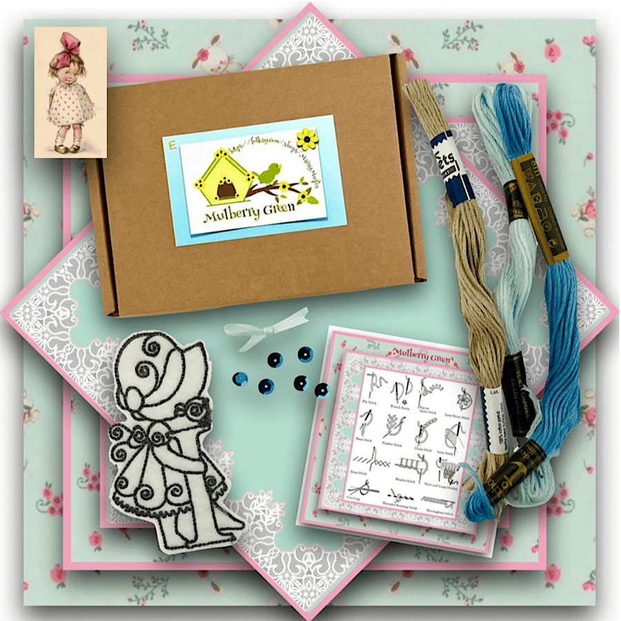 Cute Characters Letter I Embroidery Set