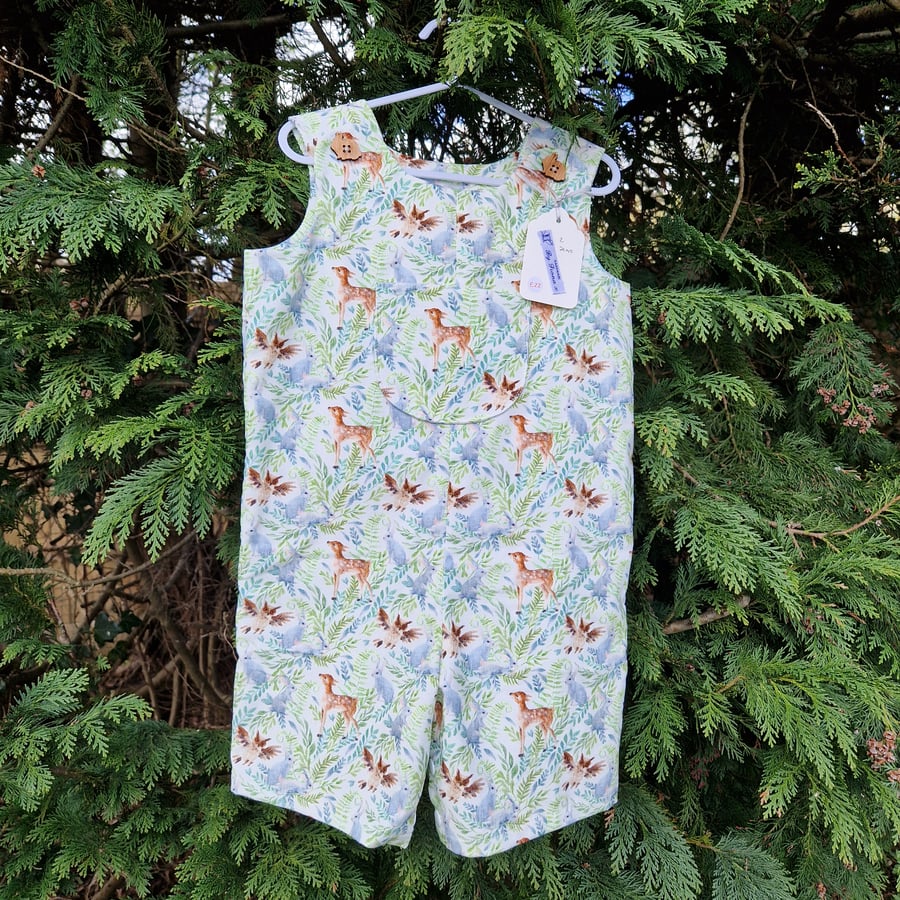 Age: 2yrs Rabbit, Deer and Owl Needlecord Rompers