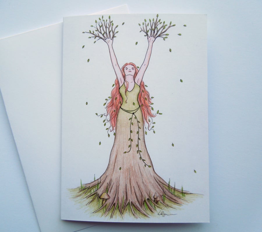 Goddess of the Forest fine art greeting card with envelope