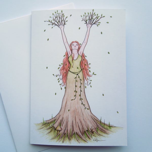 Goddess of the Forest fine art greeting card with envelope