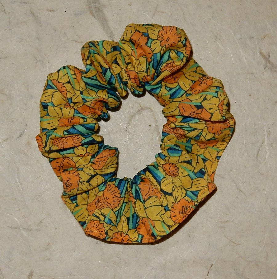 Daffodil Liberty print scrunchy