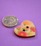 Wooden Heart Buttons Floral Pink Yellow Red 6pk 25x22mm (H2) - Image 2