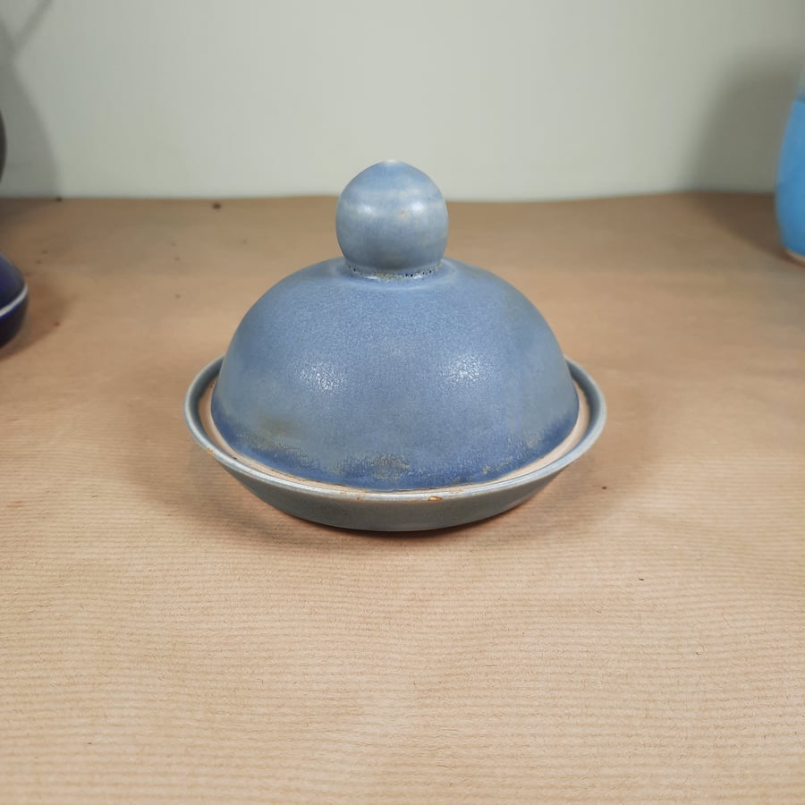 Shewring order ( Blue and pink hand thrown ceramic butter dish)