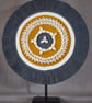 "Inyanga 1" - Yellow & Grey Shell Macrame Wall, Shelf & Console Table Decor - Image 2
