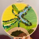 Aerial view of the oddland farms - landscape Embroidery 
