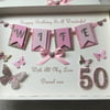 Personalised Handmade Wife Birthday Card Gift Boxed Any Age Mum 30 40 50 60 70 