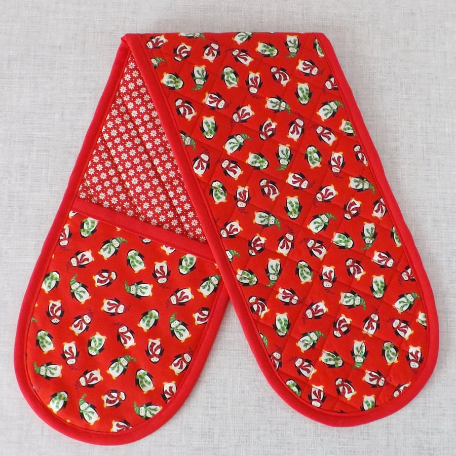 Oven Gloves, penguins, Christmas