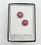 Pink Fused Glass Flower Stud Earrings - Image 2