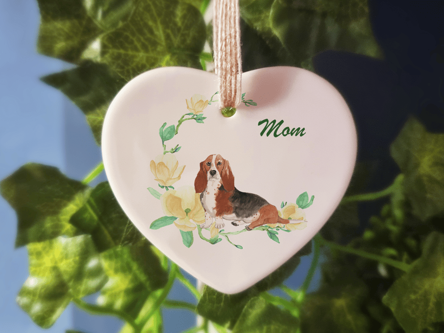 Ceramic Ornament - Basset Hound - Personalised