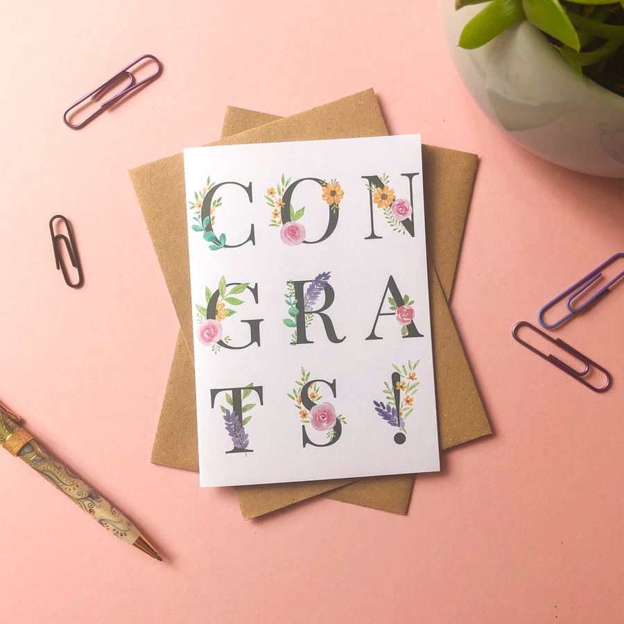 Congrats! Floral Congratulations Card: Proud of You, Flower card, eco friendly