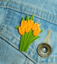 Tulip Brooch, Handmade Tulips Pin, Orange Tulip Bouquet, Wooden Flower Badge - Image 3